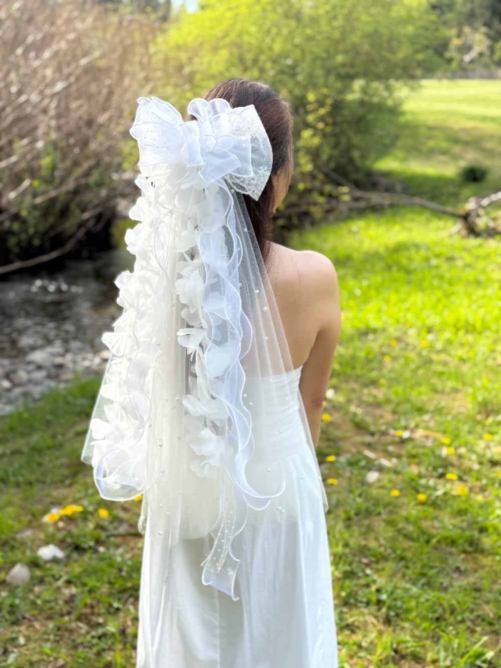 Wedding veil, tulle pearl veil, lace wedding veil